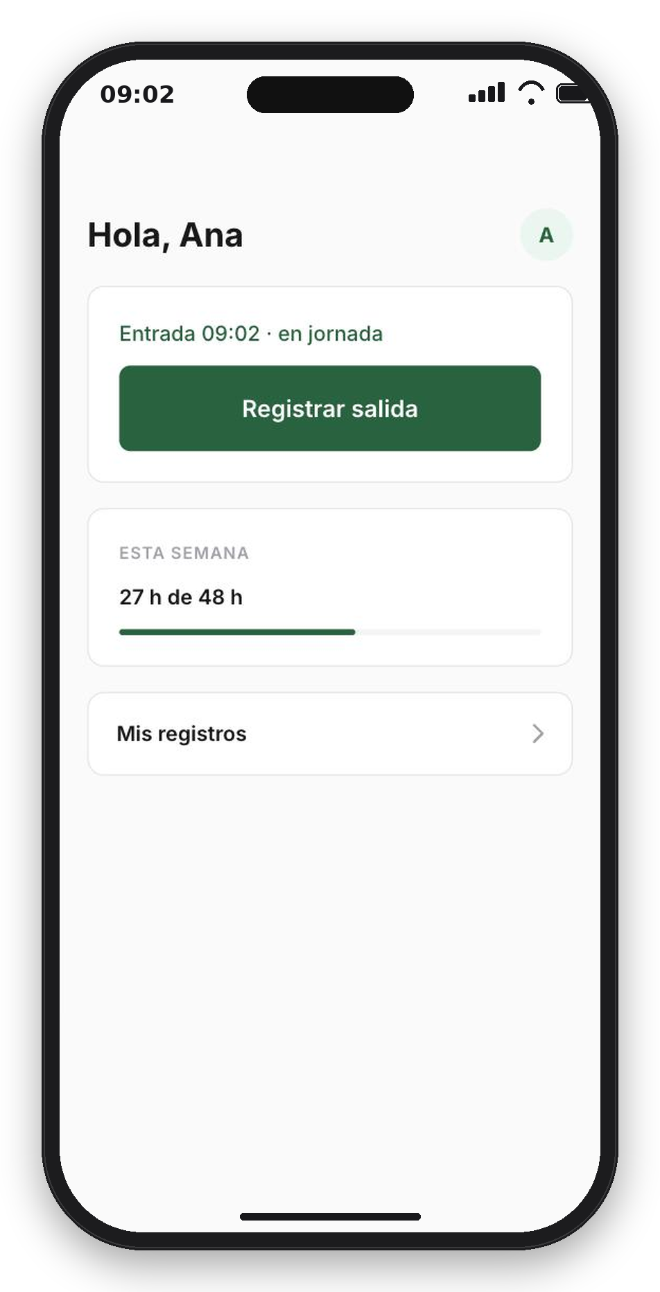 02 Certifica · registro de jornada en curso desde el celular
